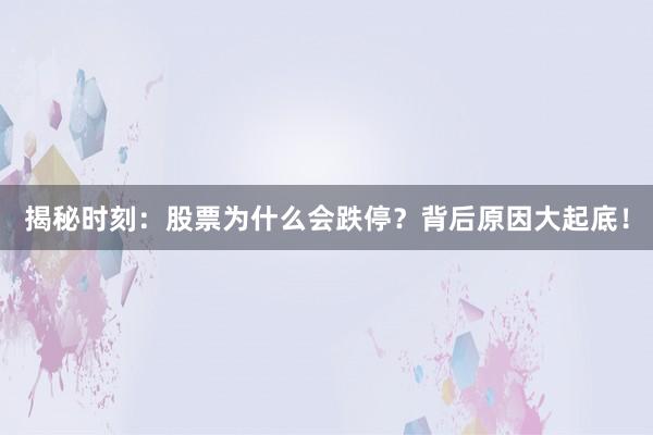揭秘时刻：股票为什么会跌停？背后原因大起底！