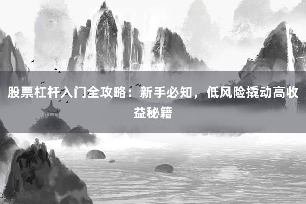 股票杠杆入门全攻略:新手必知,低风险撬动高收益秘籍